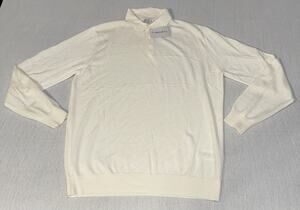 Collars & Co. Australian Marino Wool Sweater 1/4 Zip Cream White Men’s Large NWT
